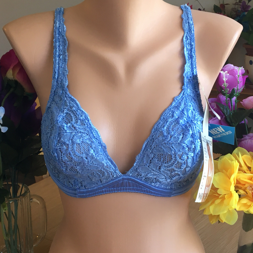 Warner's 34C Blue Lace Elegance Underwire Bra NWT